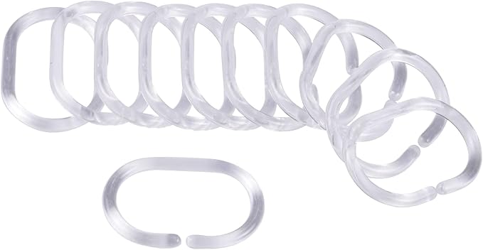 Weiches Innenfutter, 12 Duschvorhangringe, Vitamin-transparent, Kunststoff