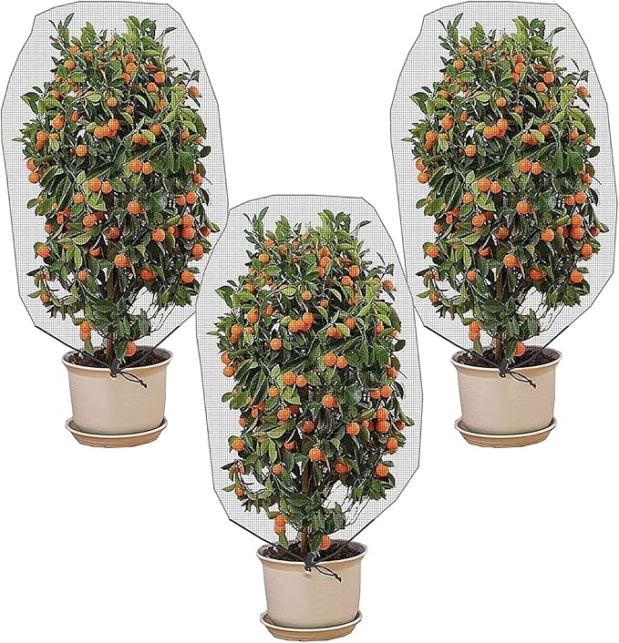 Obstbaumnetz, Obstschutznetz, 3-teiliger Pflanzbeutel Mit Kordelzug, Insektensichere Abdeckung, Feinmaschiges Netz Zum Schutz Von Gemüse Und Obst, 150 X 100 Cm
