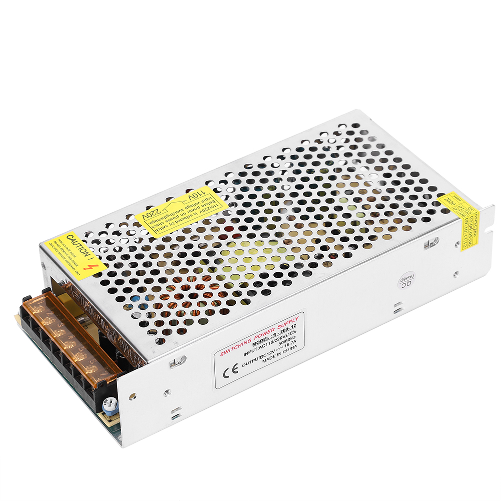 Luckdano Schaltnetzteil-treiberadapter Für Led-display-lichtleisten, Dc12v-netzteil Mit Geringer Restwelligkeit (s-200-12 (12v/16,7a/200w) Ac110/220v ±15)