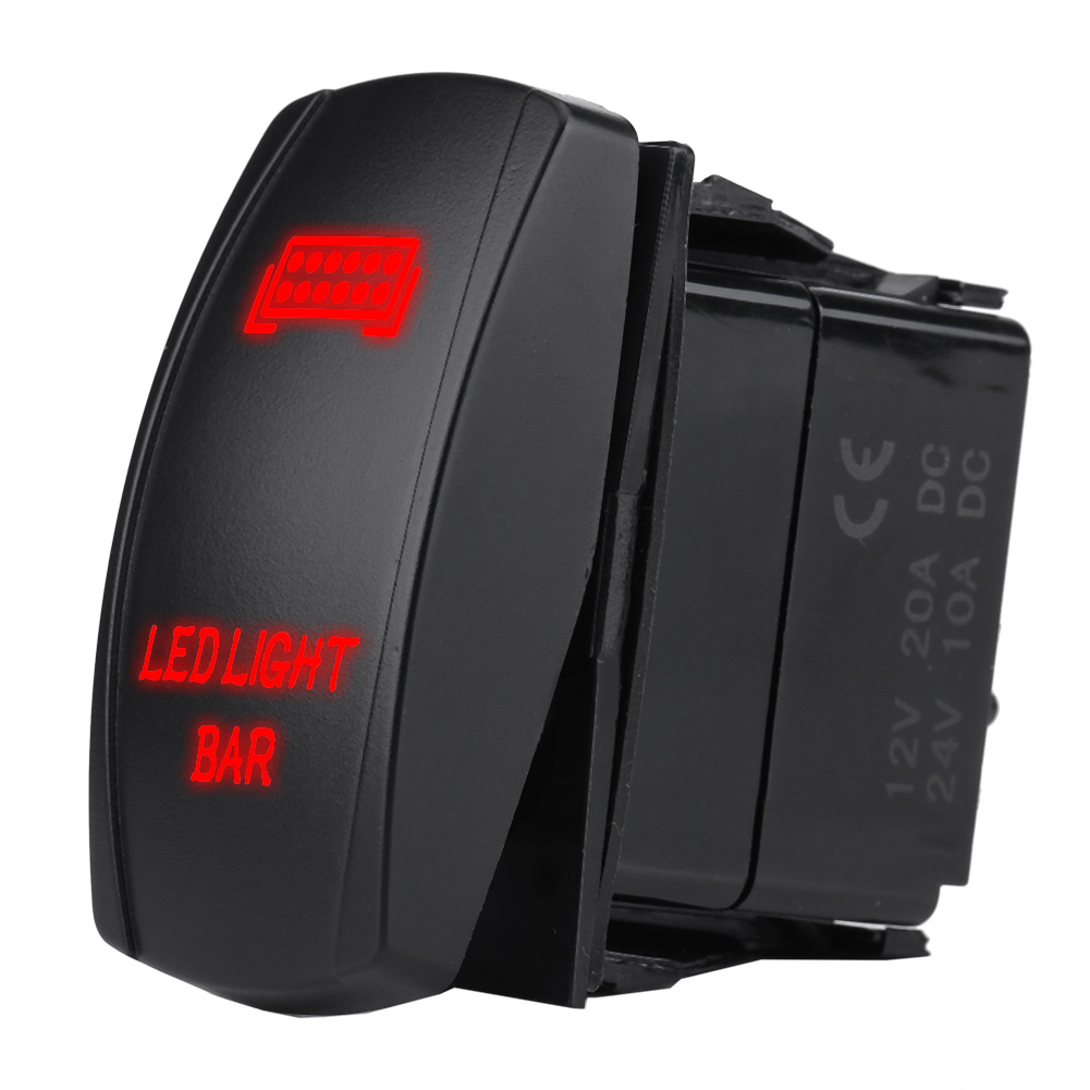 Wasserdichte Led-lichtleiste 12v 24v, 5 Pins, Spst Ein/aus-wippschalter Für Auto, Boot, Lkw (rot).