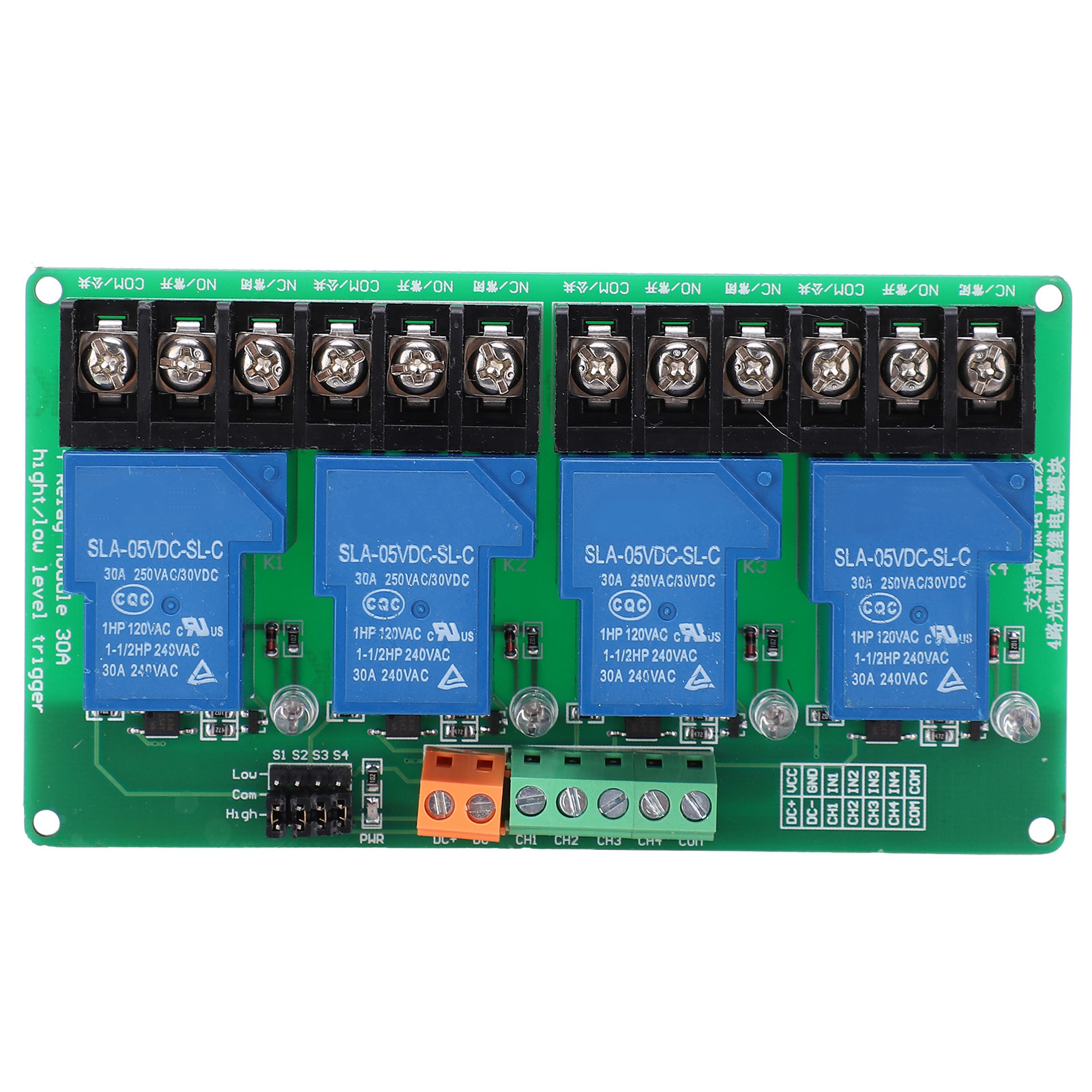 Garosa 30a 5ma Relaismodul, 4-kanal-schaltplatine, Low-level-zu-high-level-treibermodul-relais (5v)