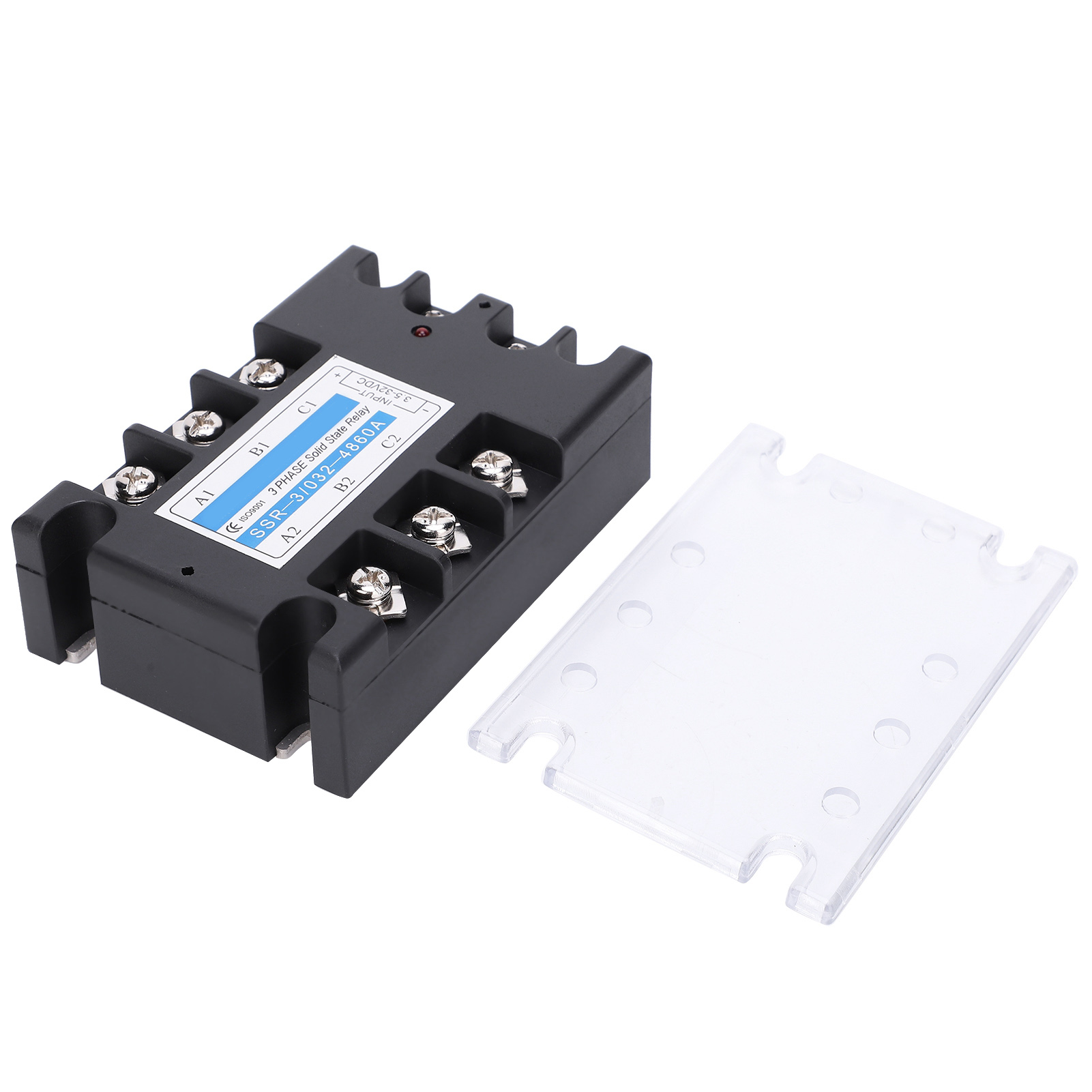 Oebuafi Wechselstromverteilungs-steuergerät Ssr-3 D4860 60a 480v, Transparente Schutzabdeckung, Led-ausgangsanzeige