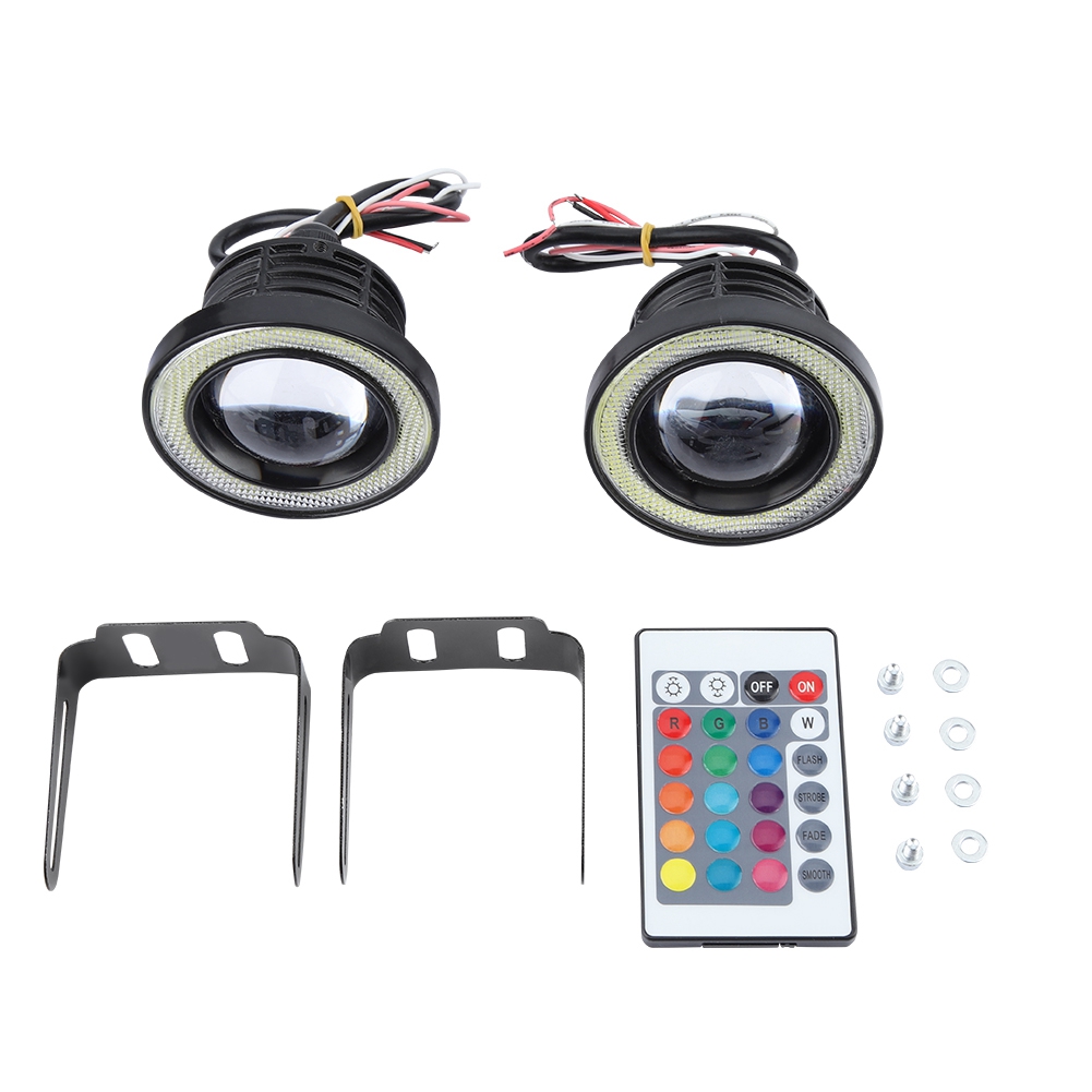 Aramox 30w Rgb Led Cob Angel Eye Halo Ring Superhelle Nebelscheinwerfer Mit Fernbedienung (8,9 Cm)