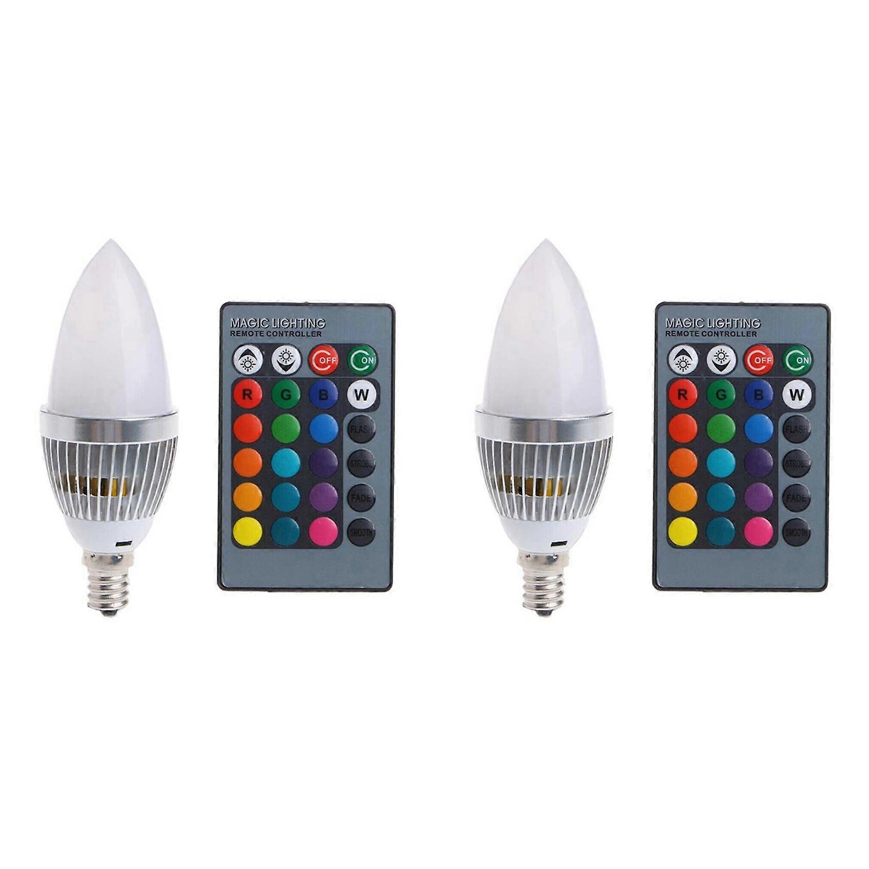 X 3w Smart E14 Rgb Led-glühbirne Mit Farbwechsel, 24 Kerzen-fernbedienungsknöpfen Und Milchigem Lampenschirm