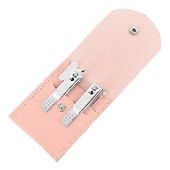 4-teiliges Professionelles Pediküre-set Mit Tragetasche, Maniküre- Und Pediküre-set Aus Edelstahl Mit Ohrenschmalz-reinigungswerkzeug (pink A)