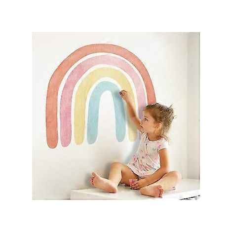 Wandtattoos Für Mädchen- Und Jungenzimmer, Individuelle Aquarell-regenbogen-wanddekoration Zum Abziehen Und Aufkleben, Lebendiges Design, Glatte Oberfläche