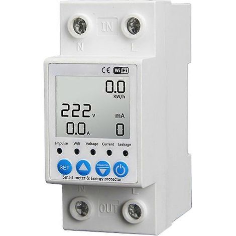 2p Tuya Wifi Intelligenter Fehlerstromschutzschalter 63a Strom- Und Spannungsüberwachungs-leistungsschalter Timer Leistungsmesser
