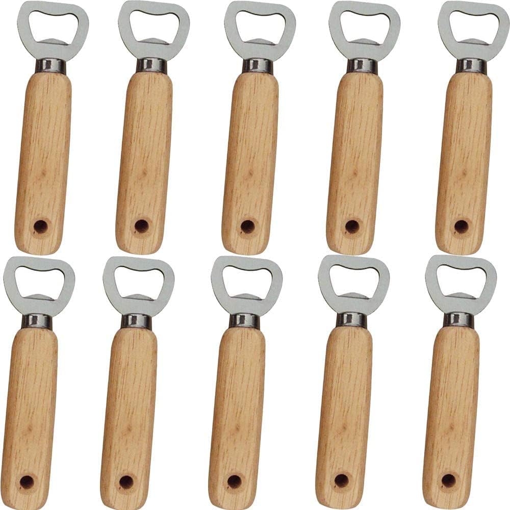 Flaschenöffner, 10 Stück, Holzgriff, Robust, Tragbar, Bierflasche