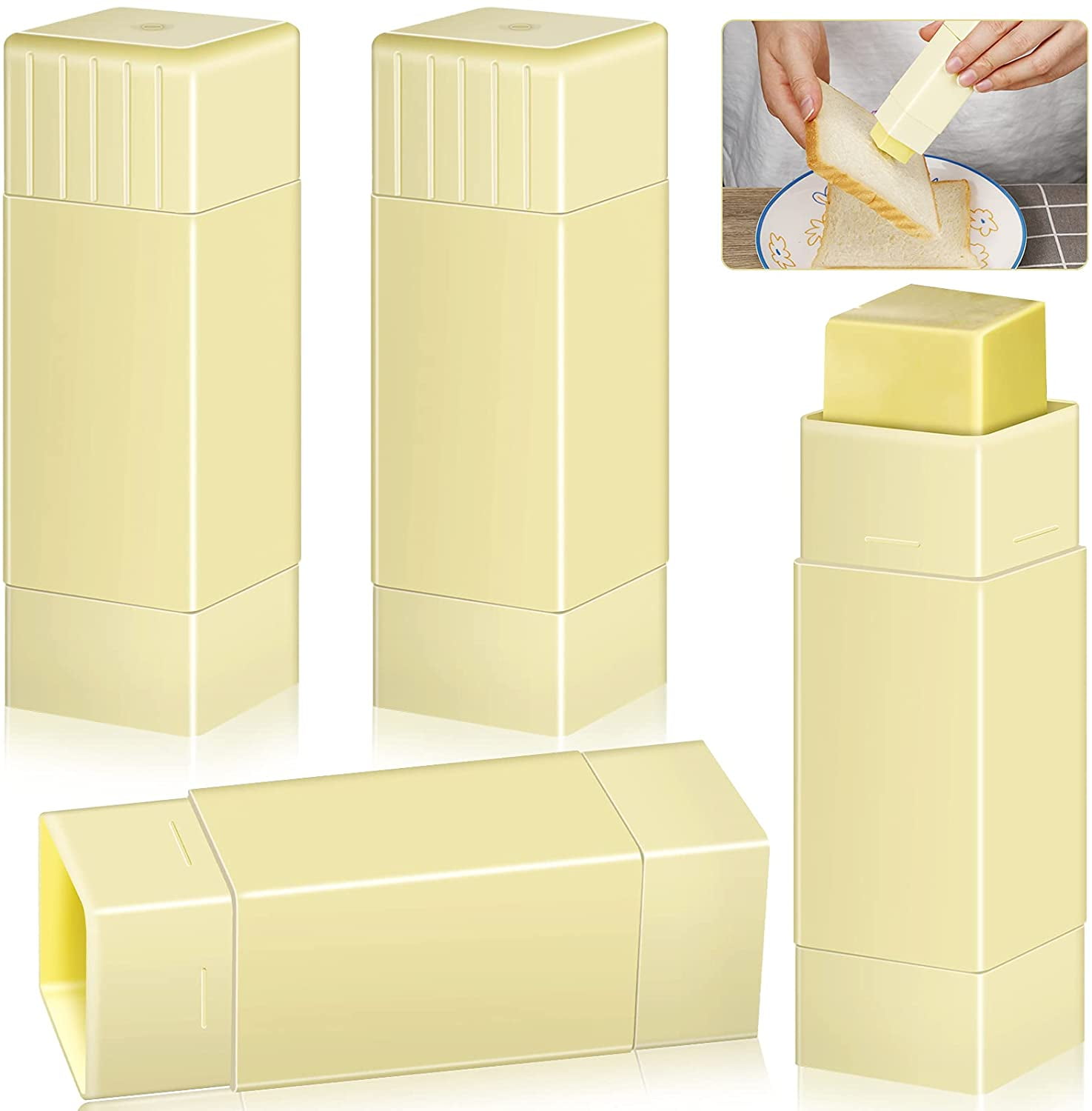 4-teiliger Butterstangenhalter, Butterstreicher, Spender, Maiskolben