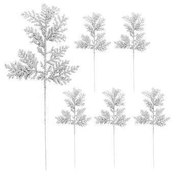 6-teiliges Party-dekorationsset Mit Künstlichen Pflanzen, Künstlichen Kiefernzweigen (32,00 X 13,00 X 1,00 Cm, Silber)