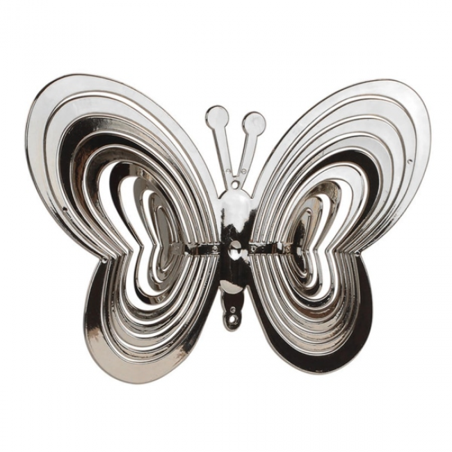 Rotierendes Und Reflektierendes Windspiel – Schmetterling Silber