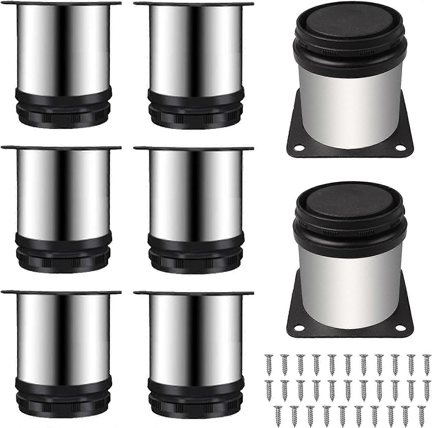 Verstellbare Schrankbeine, 8-teiliges Set Aus Edelstahl, Verstellbare Möbelbeine, Runde Verstellbare Beine, Tischbeine, Möbelfüße Für Schreibtisch Und Sofa, 2 X 2 X 2,2 Zoll, Silberfarben