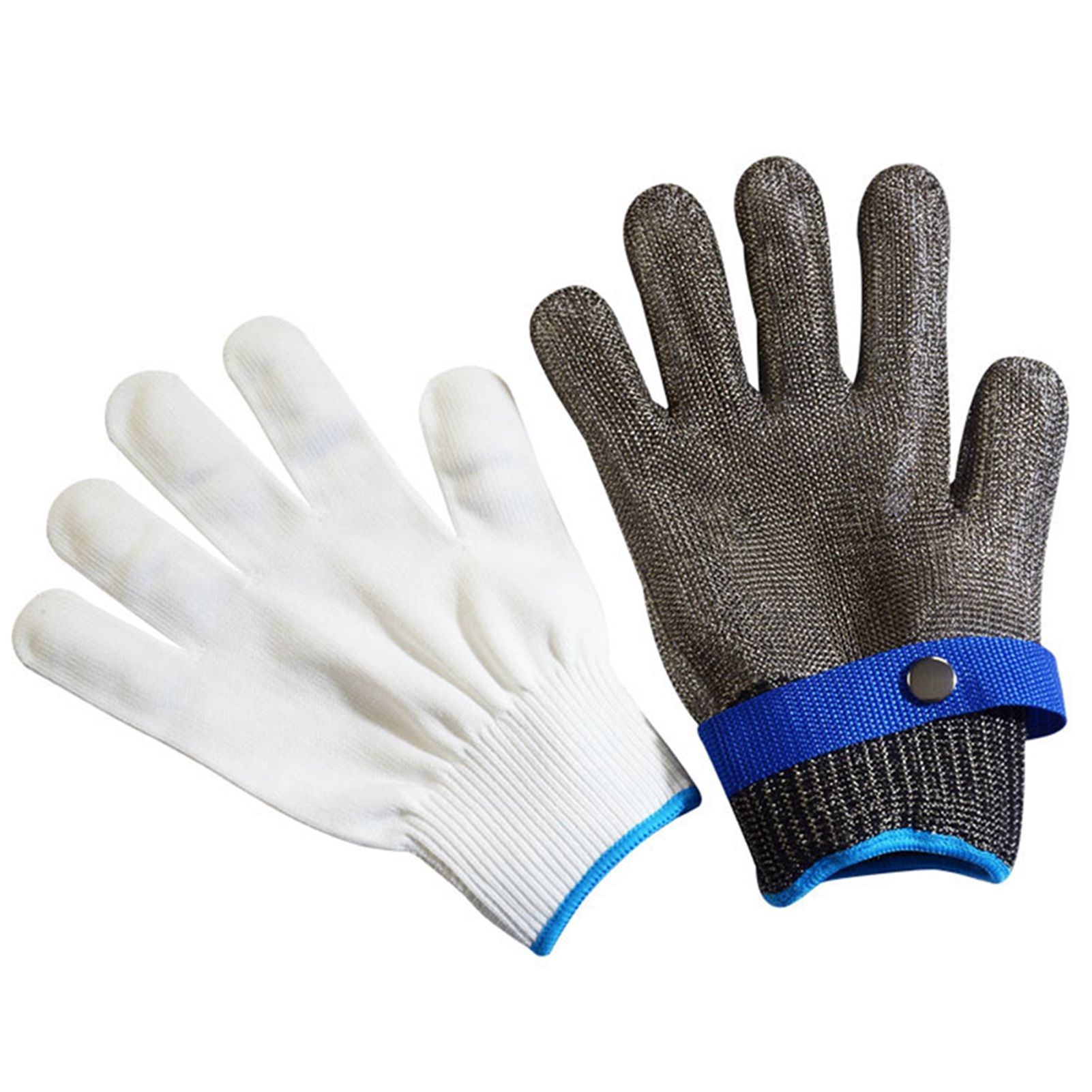 Zweiteilige, Schnittfeste Schutzhandschuhe, Verstellbar Und Kratzfest Für Die Arbeit – 24,5 Cm, Grau