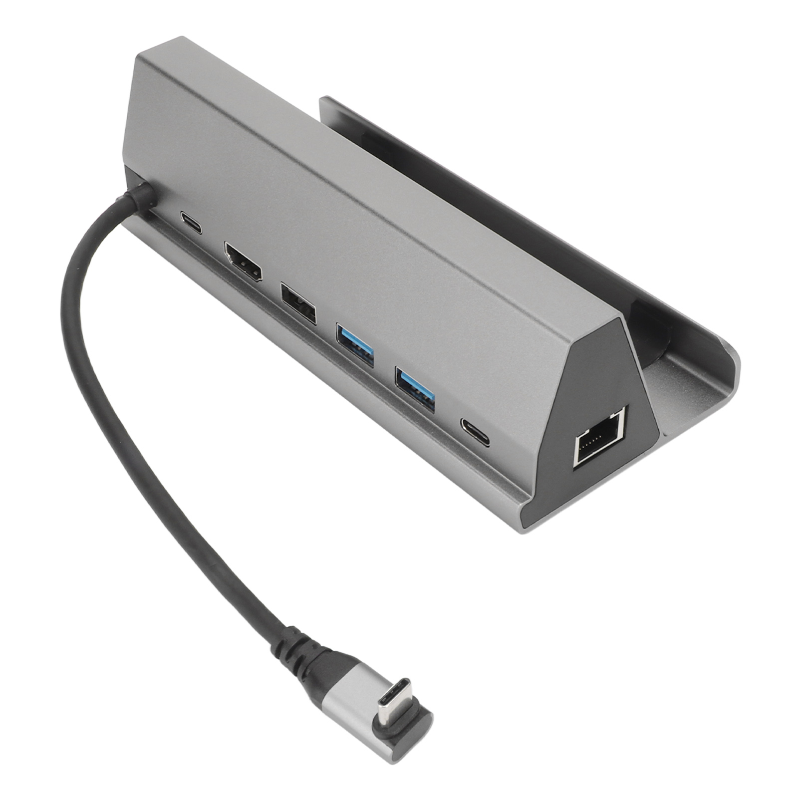 7-in-1 Usb-c-dockingstation Mit Hdmi-, Usb 3.0-anschlüssen, Rj45-ethernet Und Pd-ladefunktion – Kompatibel Mit Macbook Und Pc – Grau