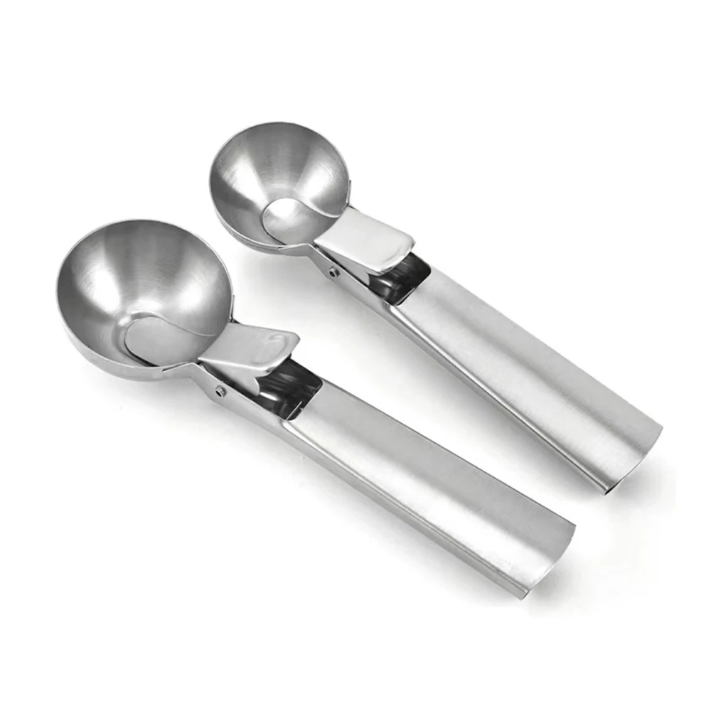 Set Mit 2 Edelstahl-eiskugelportionierern, Obstlöffel, Melonenlöffel, Multifunktionales Küchenutensil, Silberfarben