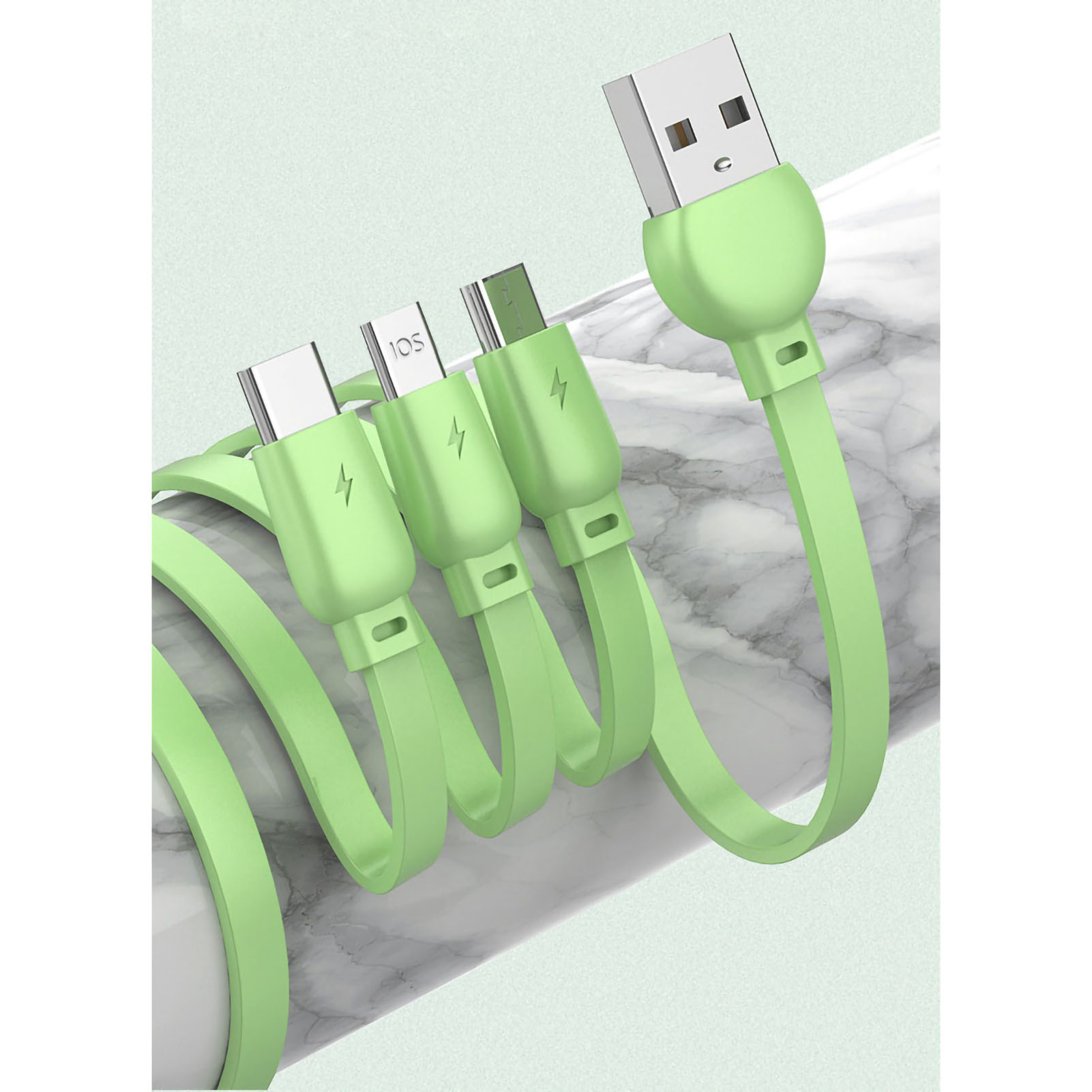Spiralförmiges, Ausziehbares Usb-ladekabel, Schnellladefunktion Für Iphones, Android- Und Huawei-smartphones, Mintgrün
