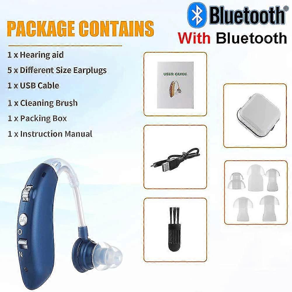 Wiederaufladbarer Bluetooth-audiofonos-kopfhörer Mit Verstärker, Kabelloses Headset Für Hörgeschädigte (blue Bluetooth) – Modelljahr 2021