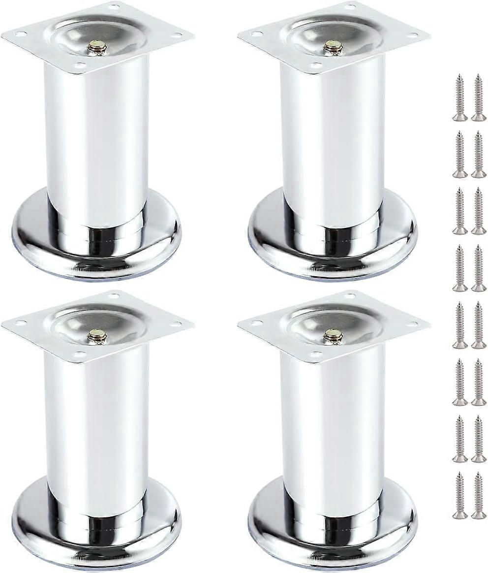 Verstellbare Schrankfüße, 4 Stück, Möbelfüße, Kleiderschrankfüße, Bettfüße, Couchfüße, Sofafüße, Möbelfußbasis, Chrom (100 Mm) (farbe: Metallic, Größe: 120-100 Mm-metallic)