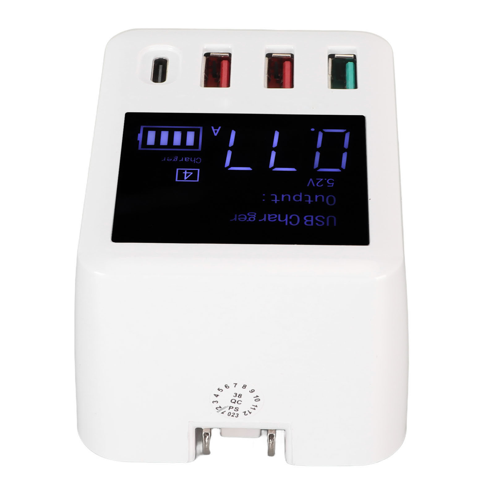4-port-schnellladegerät Mit Usb-anschluss (qc3.0 Pd20w) Und Lcd-display, 100–240 V, Europäischer Stecker Für Reisen