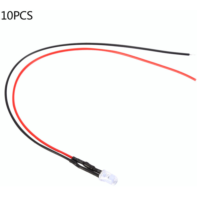 10 X 5 Mm 12 V Mehrfarbige Leds Mit 20 Cm Kabel, 0,06 W (grün) - 10er-packung Leds Für Elektronische Schaltungen