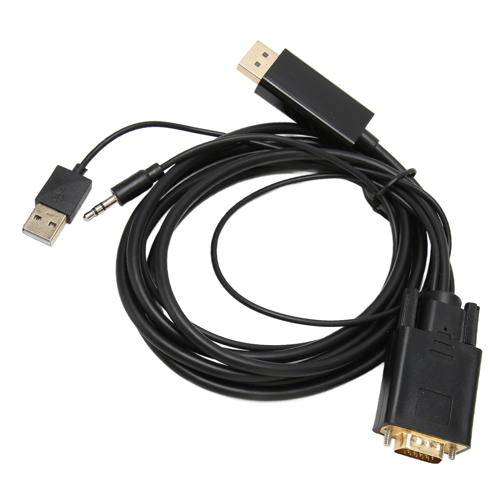 Vga-stecker Auf Displayport-buchse Adapterkabel Mit Audio- Und Stromanschluss Für Pc, Monitor, Projektor
