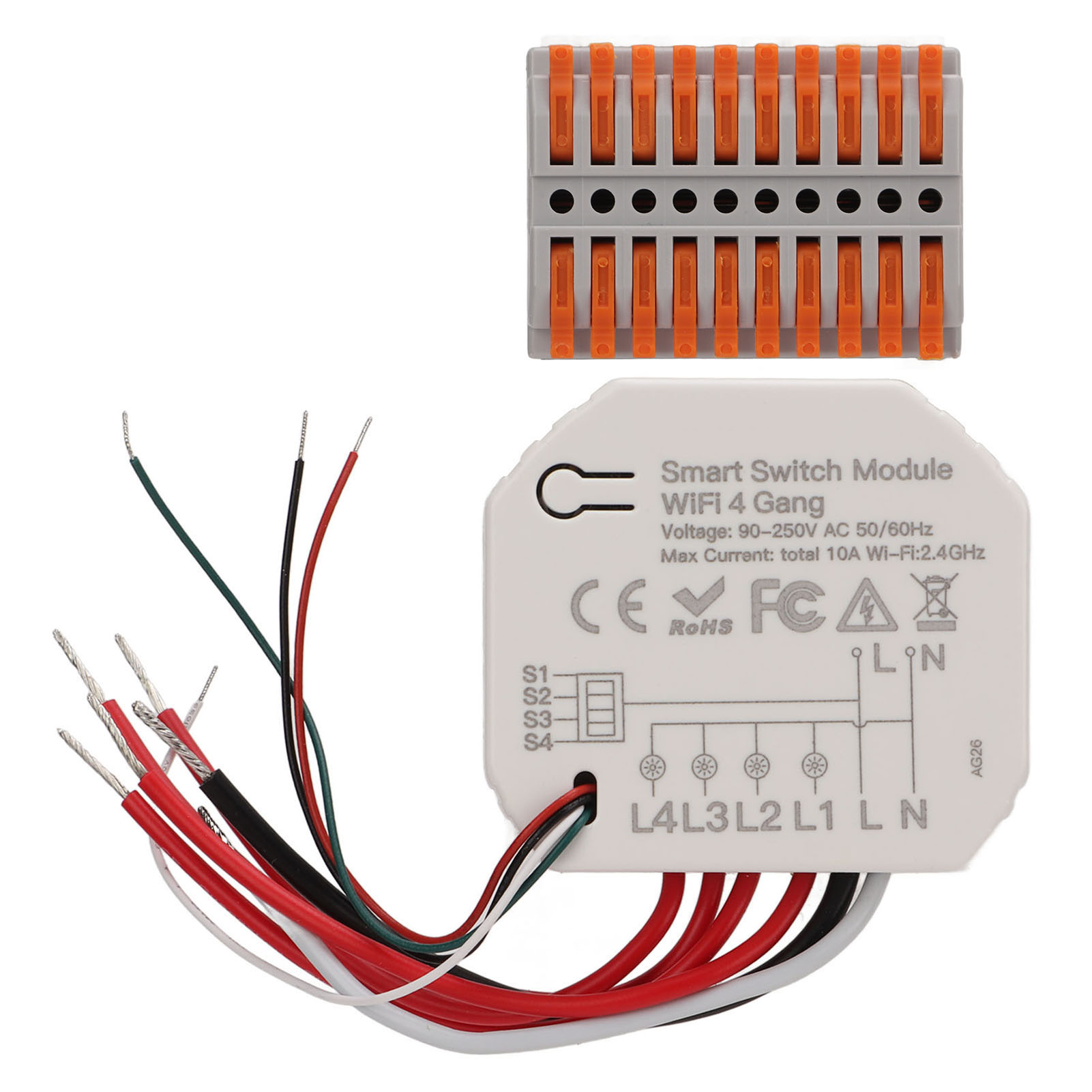 4-relais-wlan-schaltmodul, 2,4 Ghz, Fernbedienung Und Timer, 90–250 V Ac