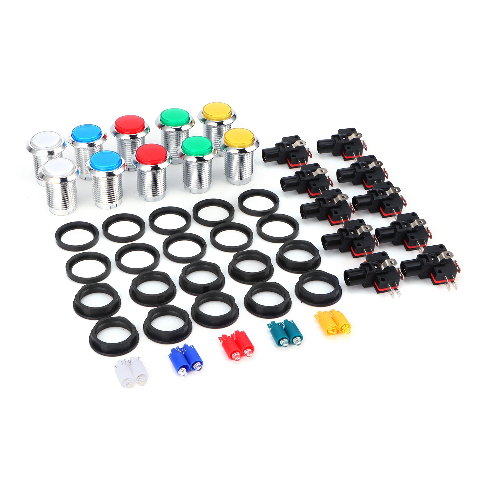 32-mm-arcade-schalter Aus Chrom Für Gamecontroller, Runder Silberner Knopf Mit Metallic-finish