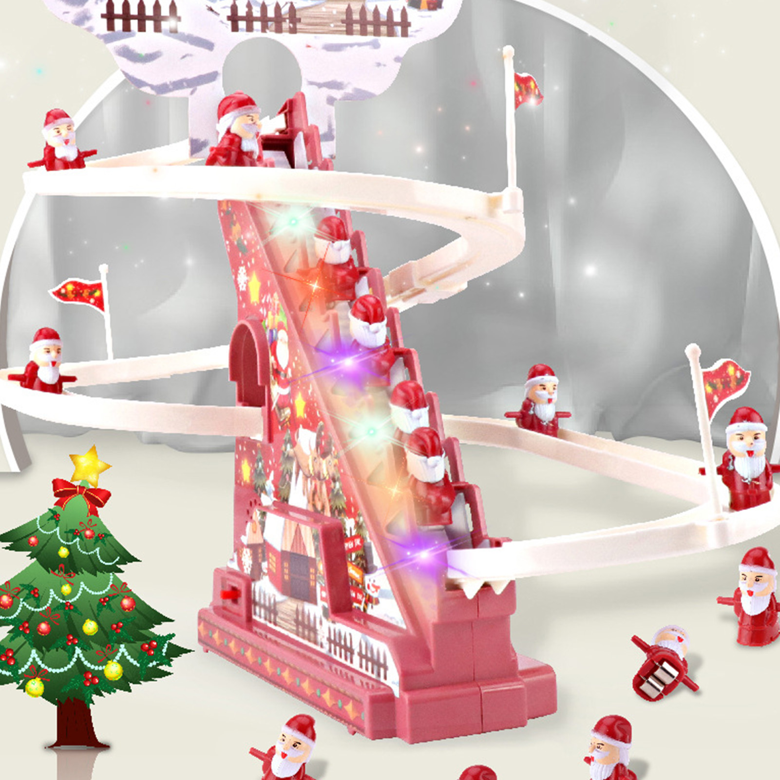 Automatischer Weihnachtlicher Lernkreislauf Mit 9 Batteriebetriebenen Figuren – Inklusive Weihnachtsmann