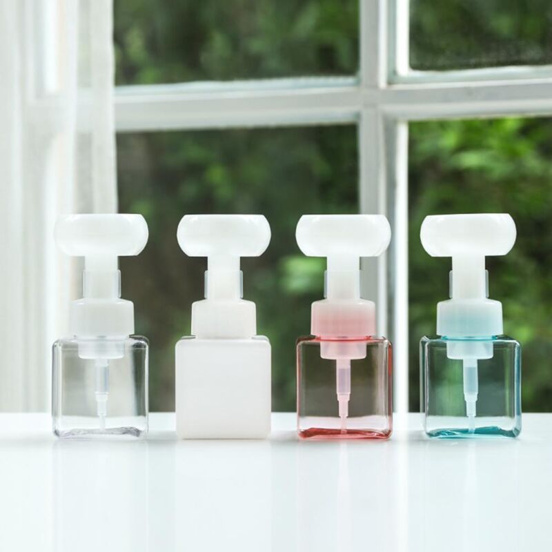250 Ml Duschgel-spender Mit Blumenmuster, Leere Pumpflasche Mit Durchsichtigem, Blauem Schaum Für Die Reisetasche