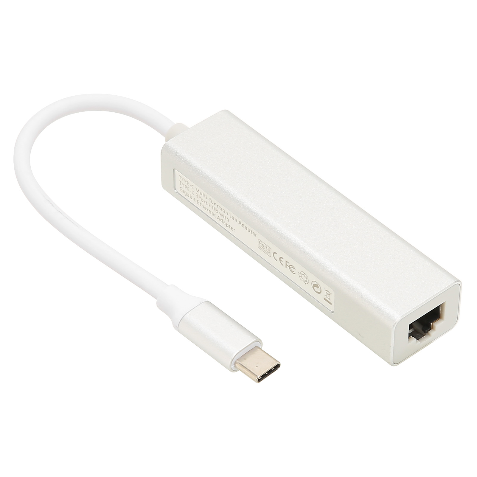 Gigabit-usb-c-ethernet-adapter Mit 3 Usb 3.0-anschlüssen Für Windows- Und Mac-laptops
