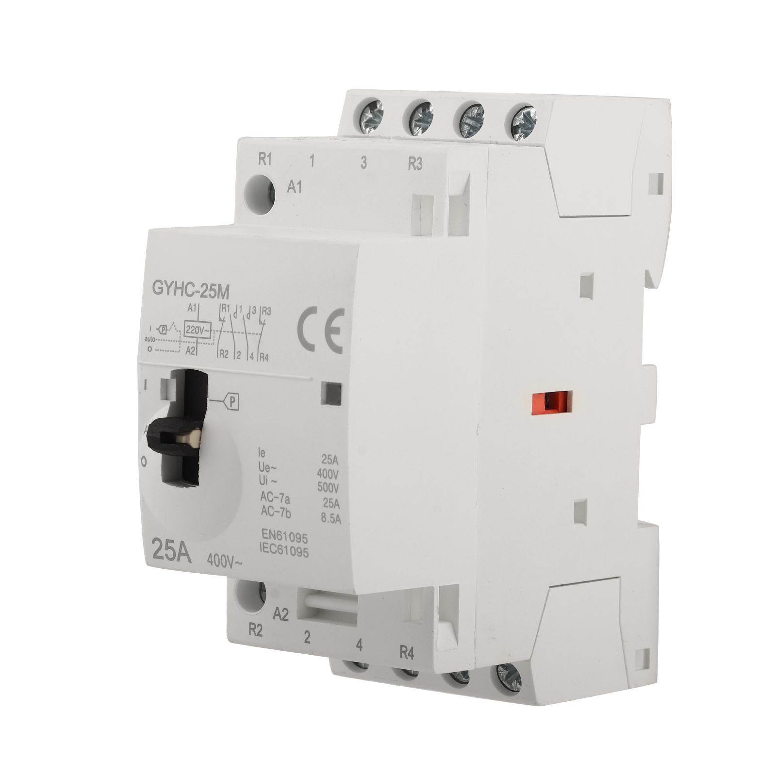 4-poliger 25a 220v Ac-schütz Mit 2ö+2ö-handschalter Für Die Hausinstallation Auf Din-schiene