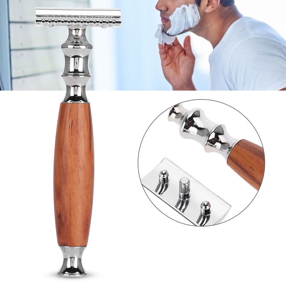 Vintage Herren-sicherheitsrasierer Mit Rutschfestem Mahagoniholzgriff