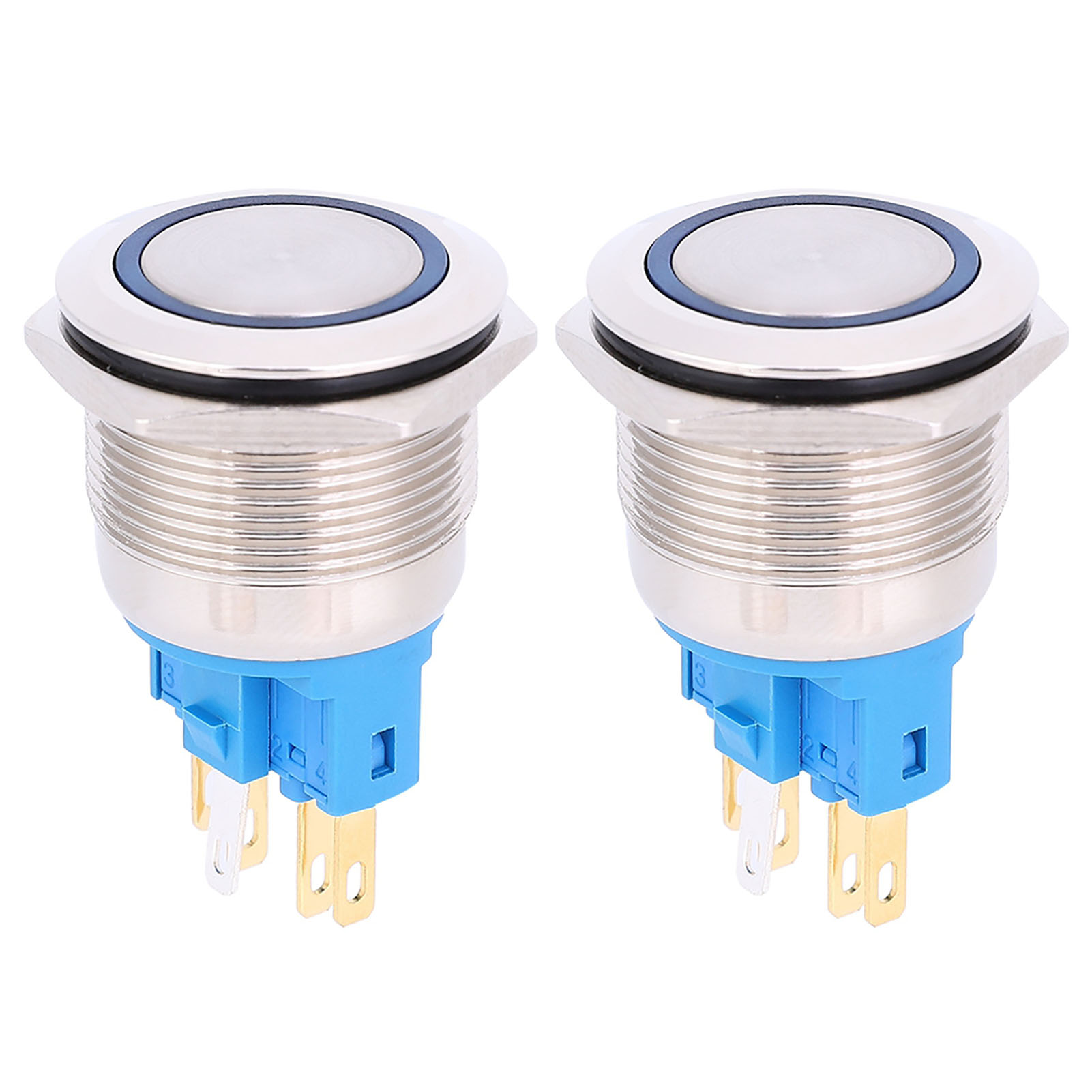 Reset-druckknopf 22 Mm Ip65 12-24 V Blauer Ring 2 Stück