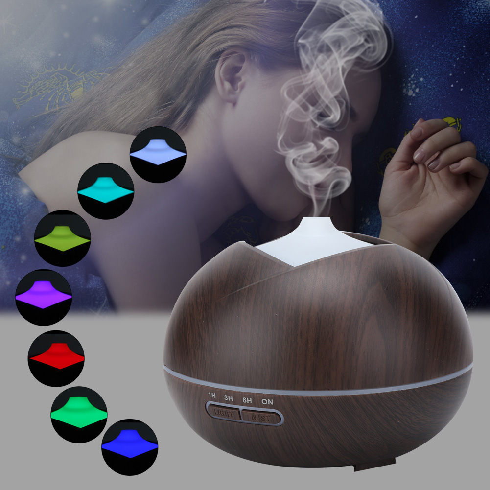 400-ml-diffusor Aus Naturholz Für Ätherische Öle – Ultraschall-luftbefeuchter Mit Led-beleuchtung Und Europäischem Stecker