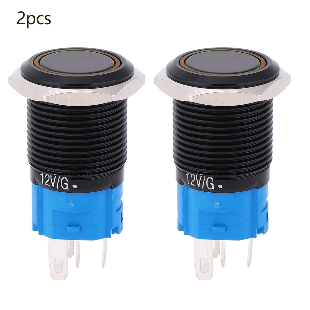 Beleuchteter Drucktaster 16 Mm, Wasserdicht Ip67 - 2 Stück, Für 12v/24v-kfz- Und Pc-schaltungen (gelb)