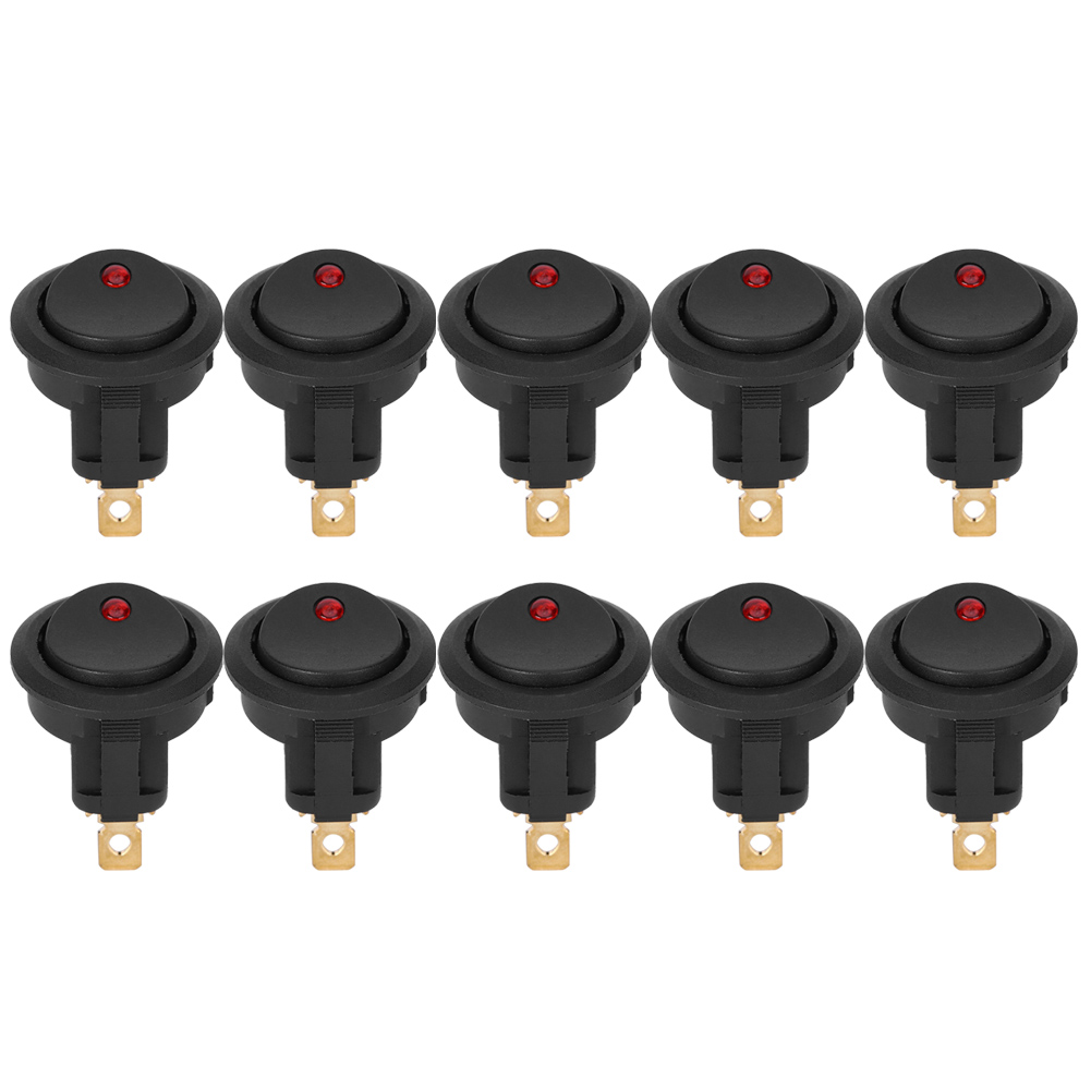 10 Wasserdichte 12v Marine-rundkippschalter Ein/aus Mit Led Und 3-poligen Silbernen Spst-anschlüssen