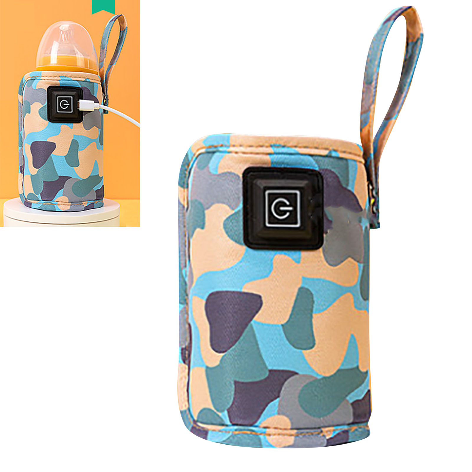 Tragbarer Usb-flaschenwärmer, Reisewärmer Für Babynahrung, Temperaturregelung, 5 V/2 A, Blaues Design, Ideal Für Unterwegs