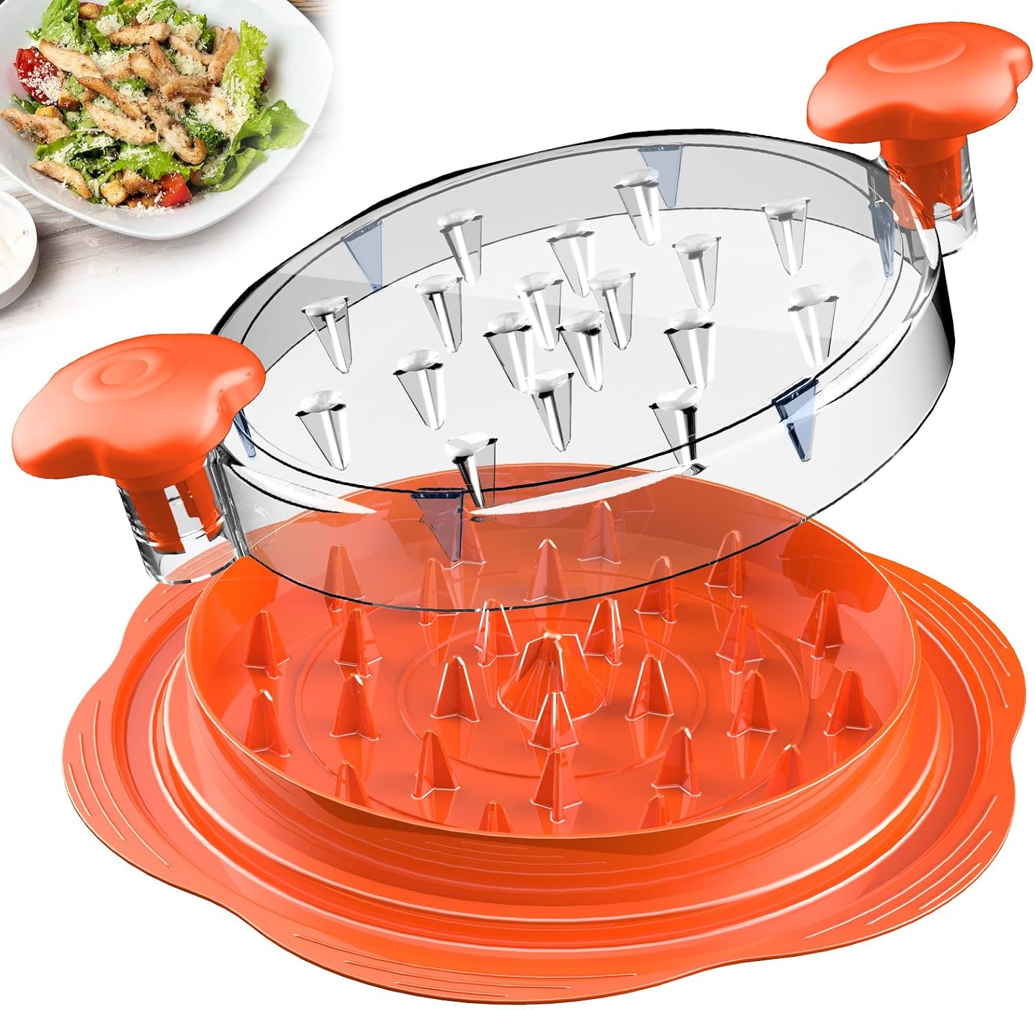 Großformatiger Fleischwolf Für Hühnerfleisch Sichtbarer Fleischwolf, Rutschfeste Streifen, Ergonomischer Griff, Bpa-frei, Geeignet Für Schweine-, Rind- Und Hühnerfleisch (orange)