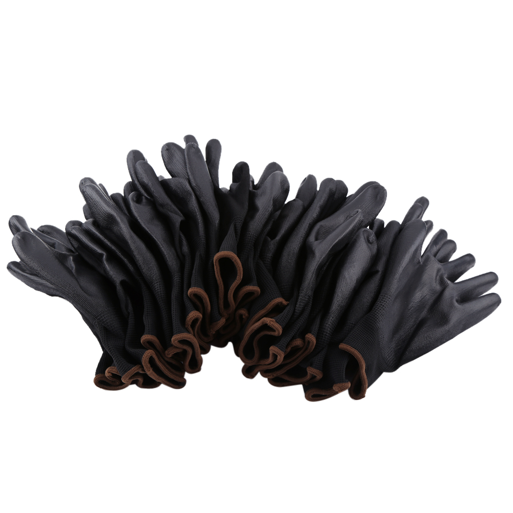 Professionelle Nylon-schutzhandschuhe Mit Schwarzer Pu-handfläche Und Braunen Streifen (größe L)