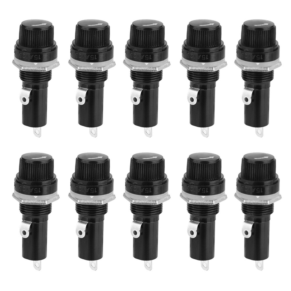 10 Stück Schwarze Flachsicherungen 6x30mm 10a 250v Für Schaltschränke, Schutzkappe