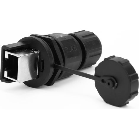 Rj45-adapter Ip67 180° Schwarz Wasserdicht Staub- Und Wasserabweisend Für Den Außenbereich - 8-poliger Anschlussstecker
