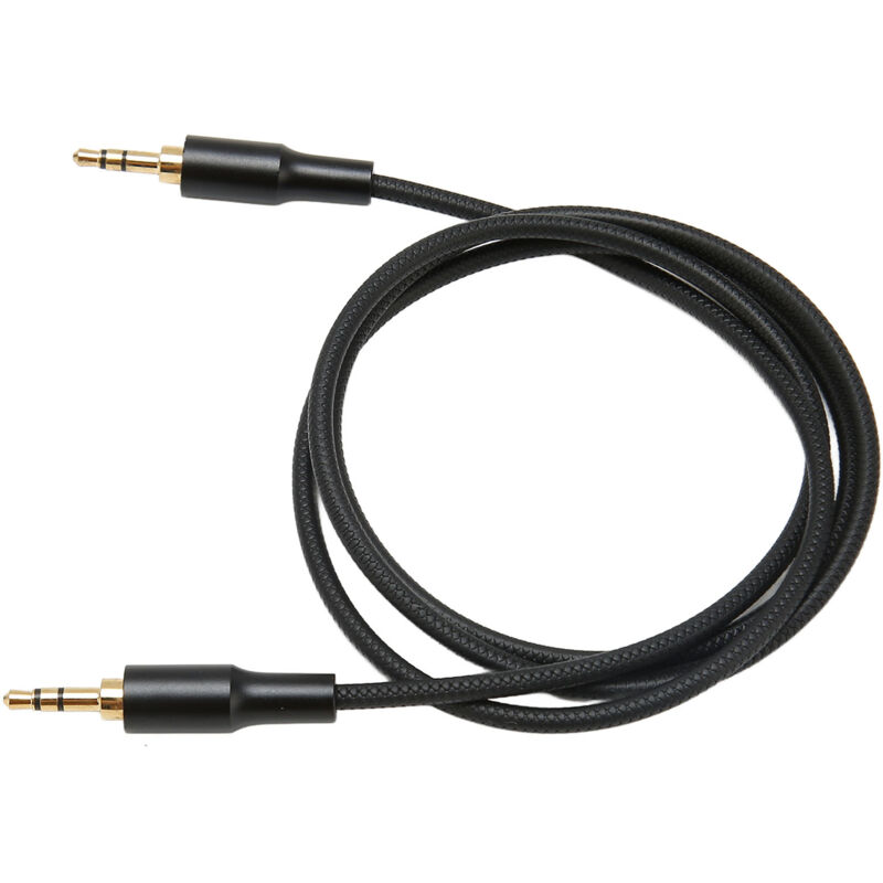 3,5-mm-stereo-audiokabel Aus Geschirmtem Nylon Für Autoradio, Lautsprecher Und Kopfhörer – 1 Meter, Schwarz