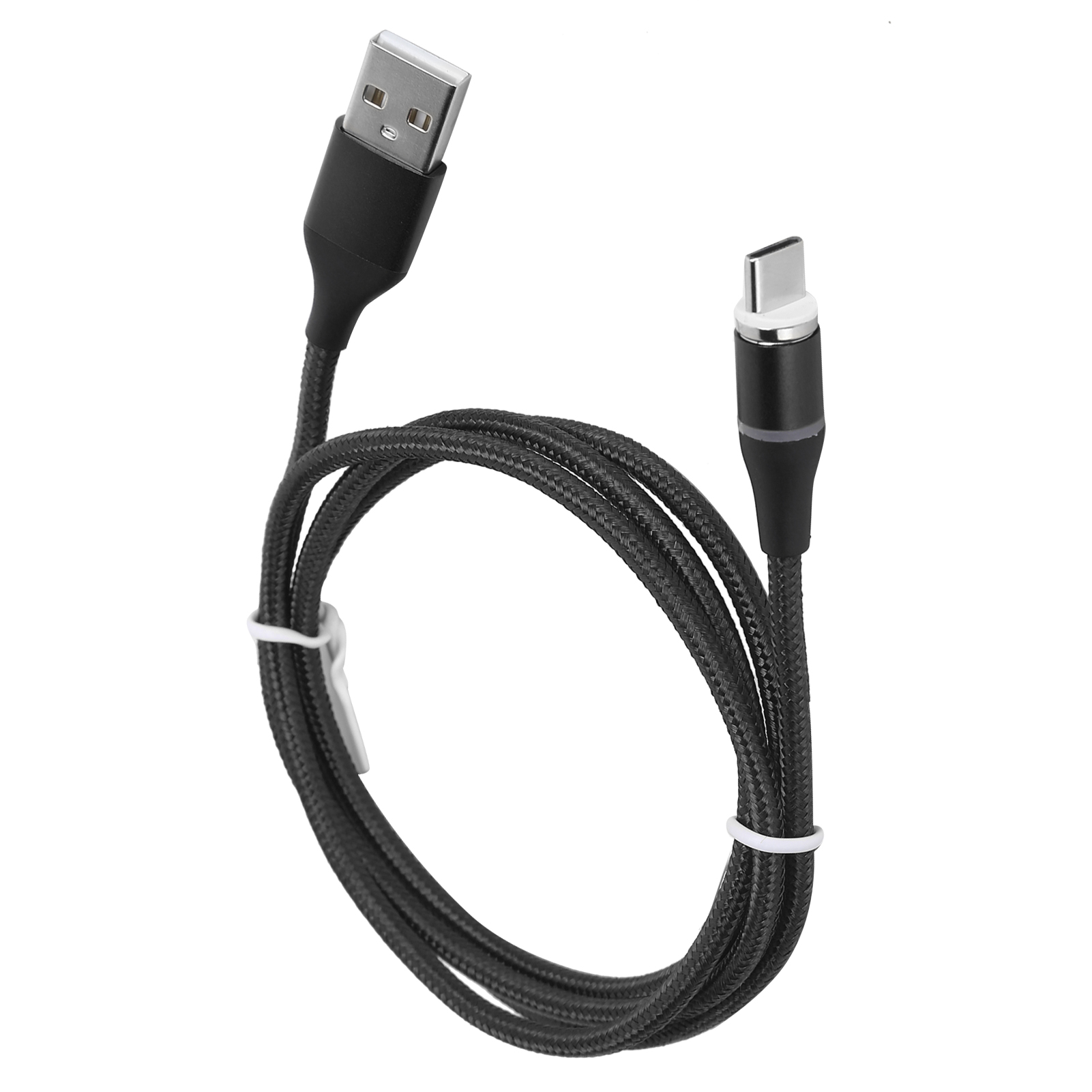 5a 3-in-1 Magnetkabel Aus Geflochtenem Nylon Für Schnelles Laden Von Iphone/android (usb-c/micro-usb) – Schwarz