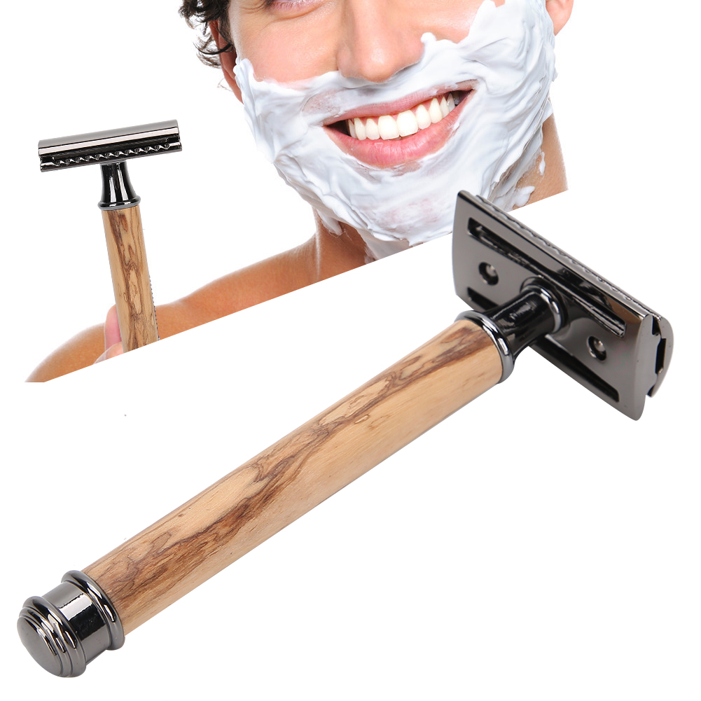 Sicherheitsrasierer Aus Holz Mit Rutschfestem Griff, Für Eine Präzise Rasur Und Als Reiserasierer Geeignet (schwarz)