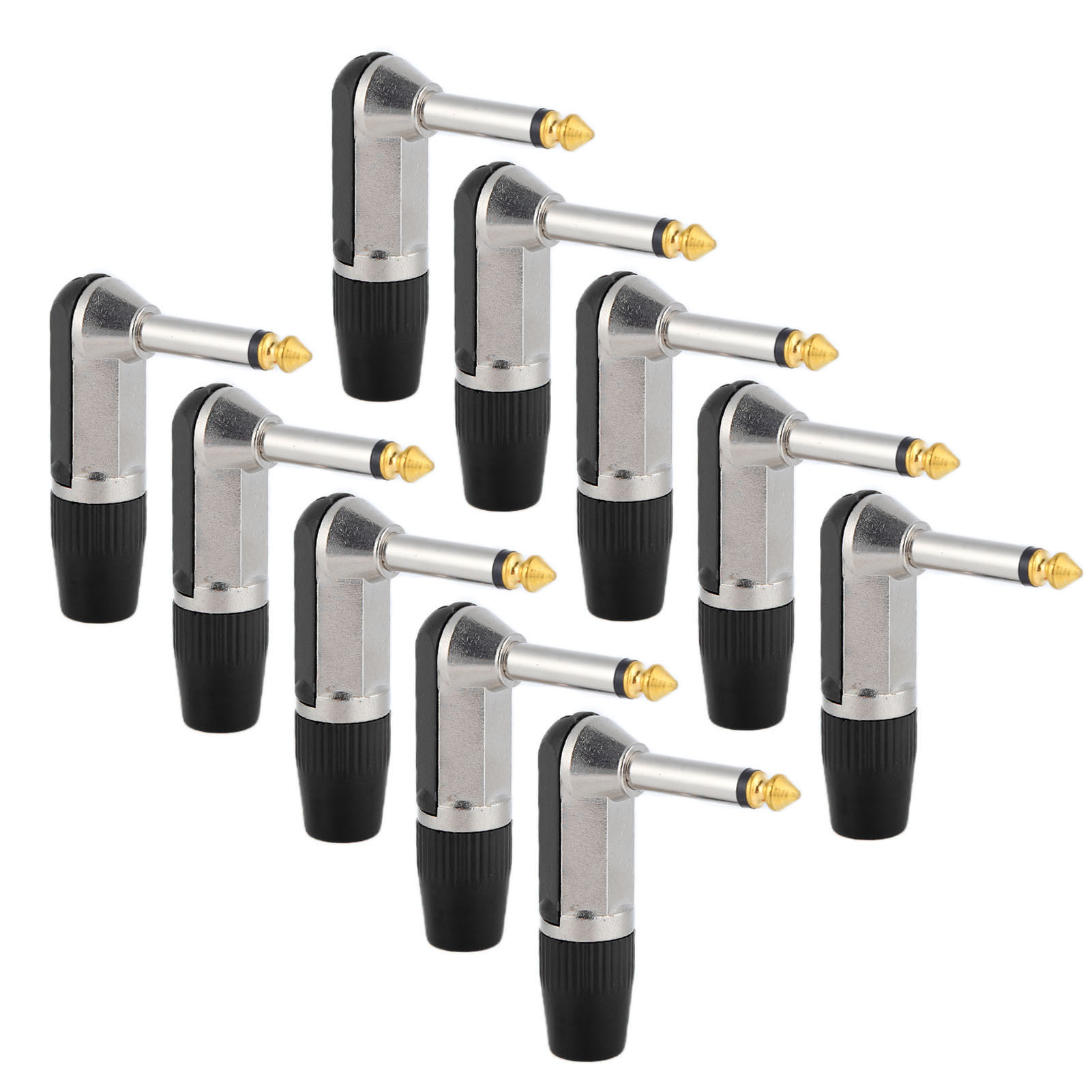 10 Schwarze, Abgewinkelte, Professionelle, Rostfreie 6,35-mm-xlr-adapter Für Mikrofone Und Kopfhörer
