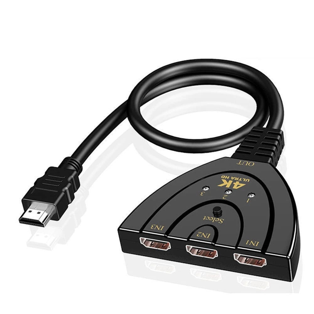 4k 60hz Hdmi-switch Mit 3 Eingängen Und 1 Ausgang, Hdmi-video-splitter-adapter, Hd-anschlusskabel, Kompatibel Mit Fernseher, Pc Und Konsole, 1 Stück, Schwarz