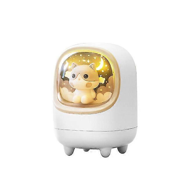 3life Luftbefeuchter Für Zuhause, 350 Ml, Ultraschall-kaltnebel-aromaöl-diffusor Mit Niedlichem Haustiermotiv, Led-warmlicht, Usb-wiederaufladbar – M23 Weiß
