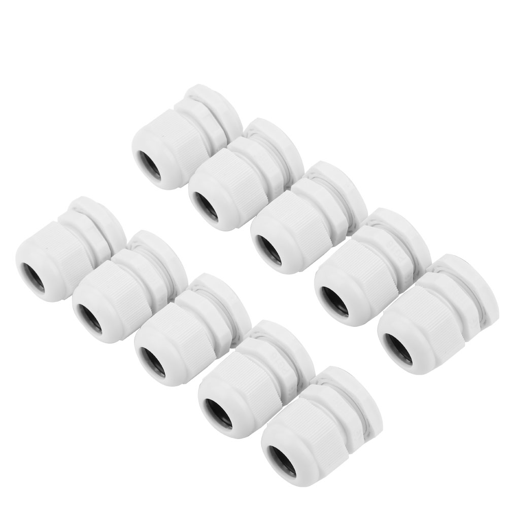 10 Wasserdichte Pg16-kabelverbinder (schutzart Ip68) Aus Weißem Nylon, 10er-packung
