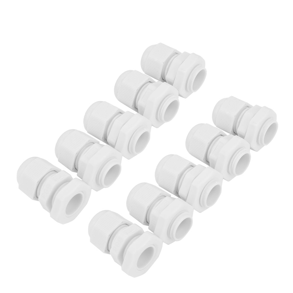10 Wasserdichte, Weiße Nylon-kabelverbinder (schutzart Ip68) Für Pg9-kabel, 10er-packung