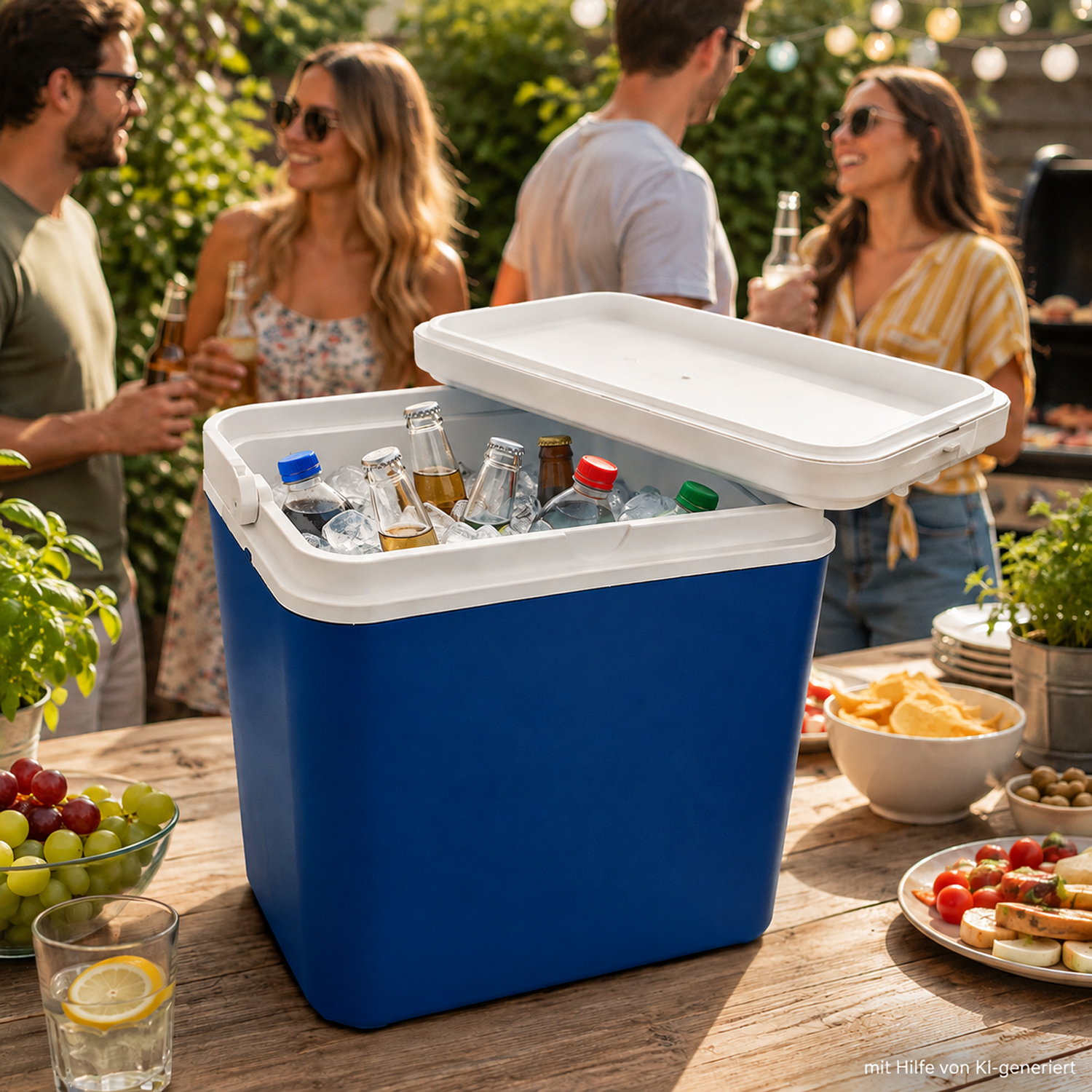 Kühlbox 24 Liter Mit Henkel Blau/weiß-mkb100
